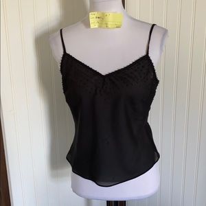 Express sexy Y2k Black Sheer Lace Popcorn Cami camisole strappy Tank top